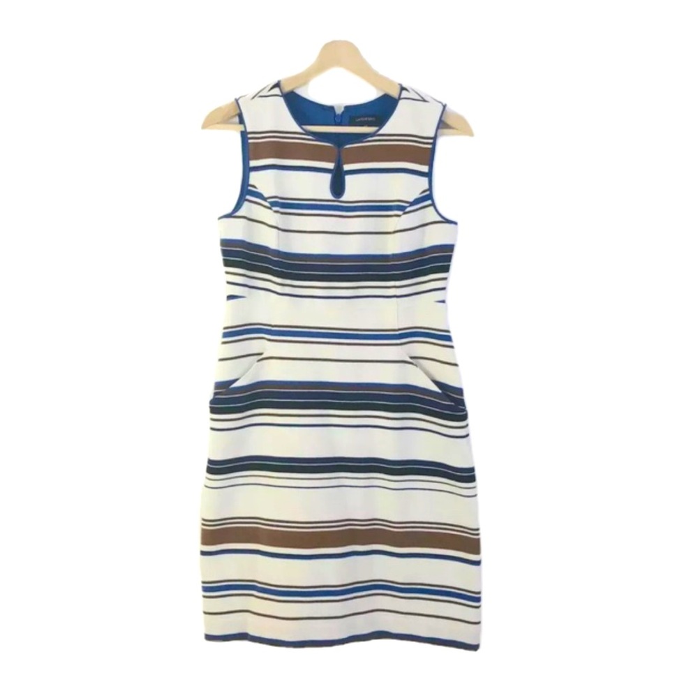 Lands’ End Striped Sheath Dress Sleeveless Sz 4